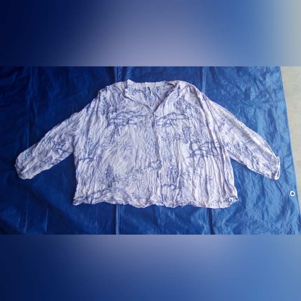 Free People Blue Patterned Top